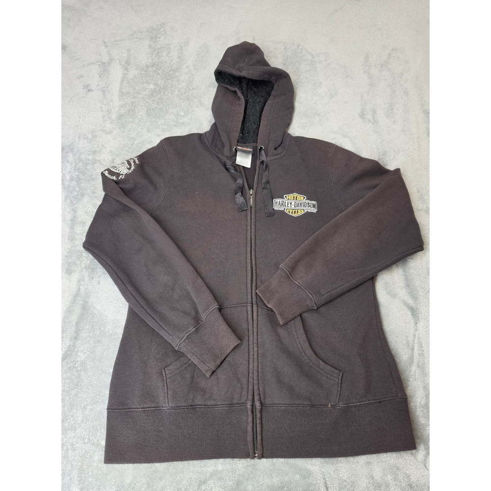 Harley-Davidson Womens Daytona Beach Lace Lined Zip Hoodie Brown Size M 2012